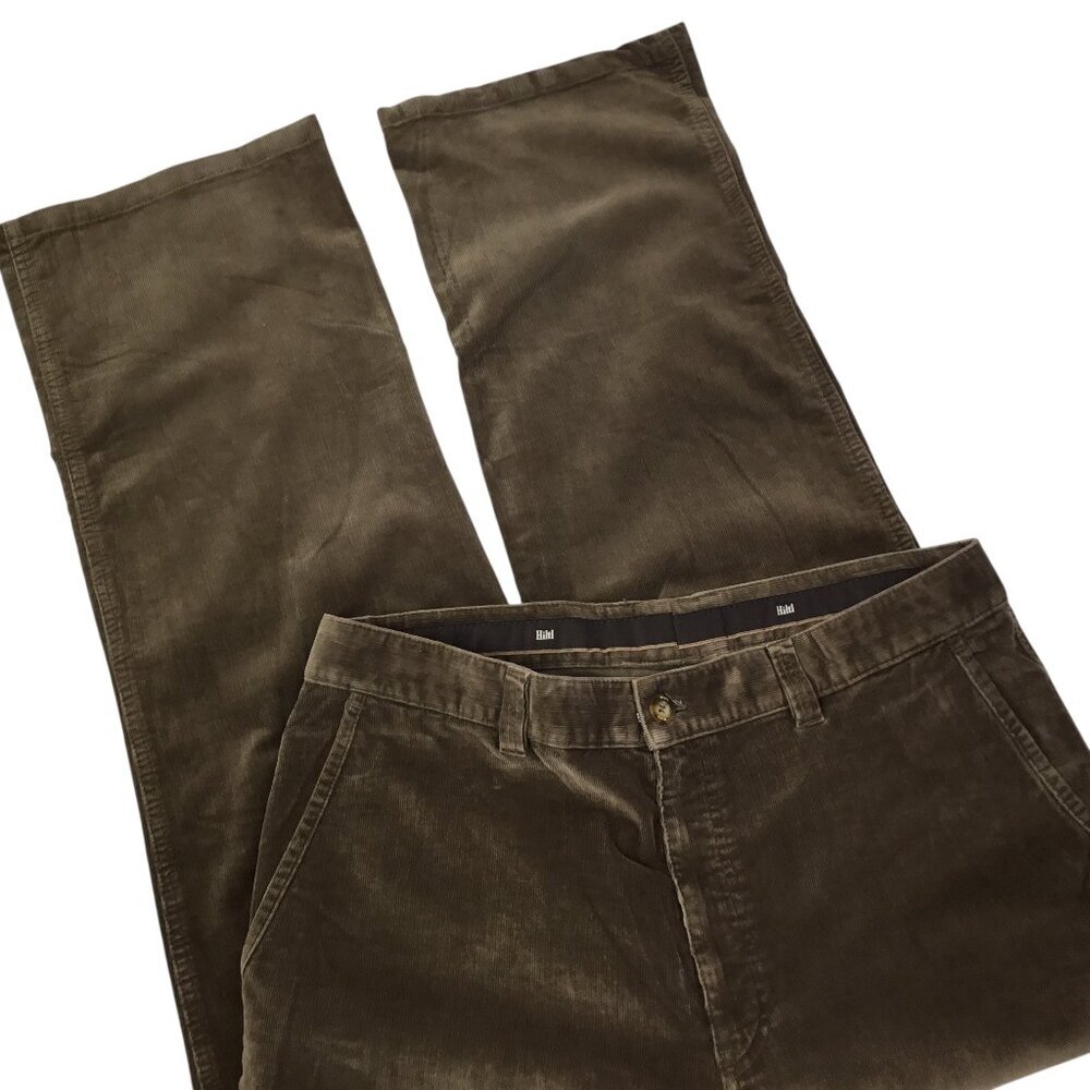 Hiltl Men's Corduroy Pants Trouser ZE500 Cords Brown Size 36 x 31 Straight Flat
